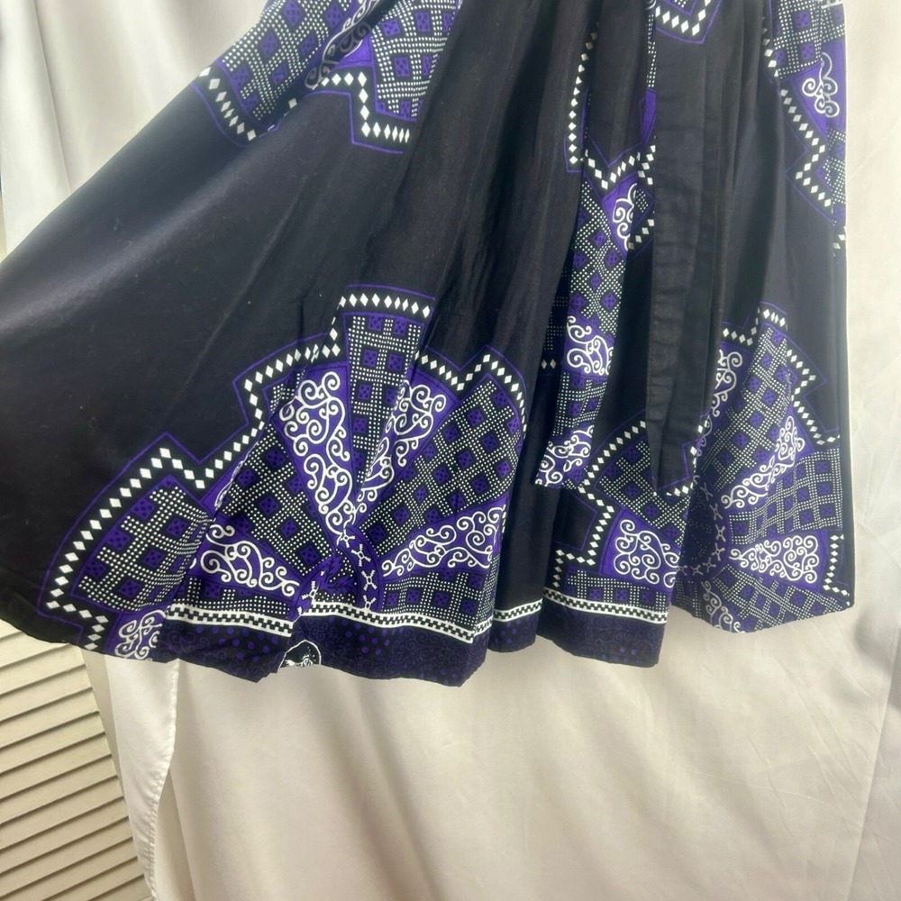 African Kente Dashiki Midi Skirt Women One Size Purple Elastic Waist Full A Line - Picture 4 of 6